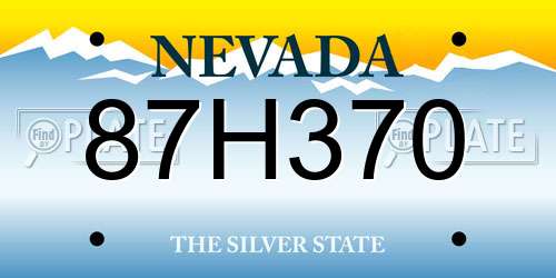 87H370 Nevada License Plate