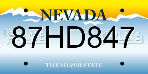 87HD847 Nevada License Plate