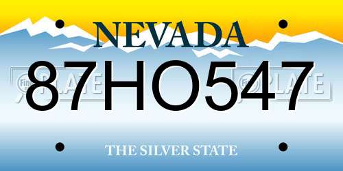 87HO547 Nevada License Plate