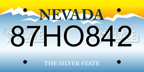 87HO842 Nevada License Plate