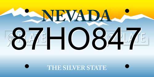 87HO847 Nevada License Plate