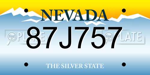 87J757 Nevada License Plate