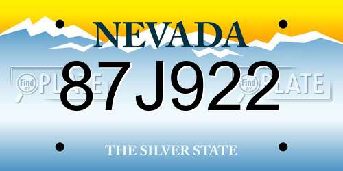 87J922 Nevada License Plate