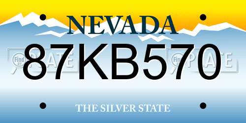 87KB570 Nevada License Plate