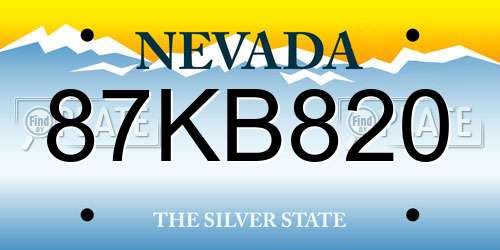 87KB820 Nevada License Plate