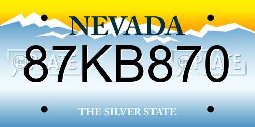 87KB870 Nevada License Plate