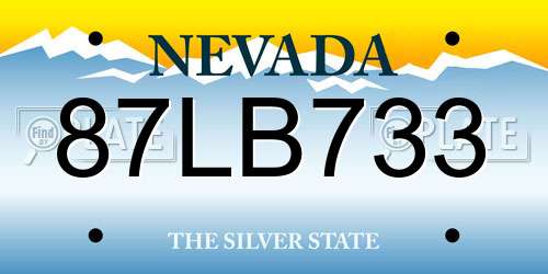 87LB733 Nevada License Plate