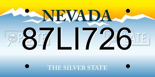 87LI726 Nevada License Plate