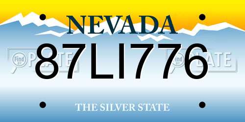 87LI776 Nevada License Plate