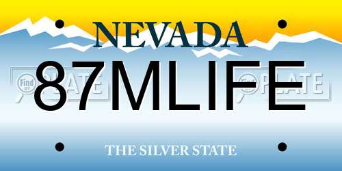 87MLIFE Nevada License Plate