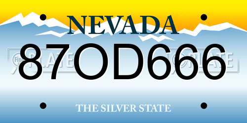 87OD666 Nevada License Plate