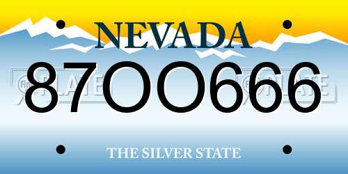 87OO666 Nevada License Plate