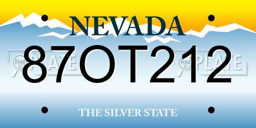 87OT212 Nevada License Plate