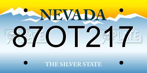 87OT217 Nevada License Plate