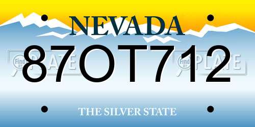 87OT712 Nevada License Plate