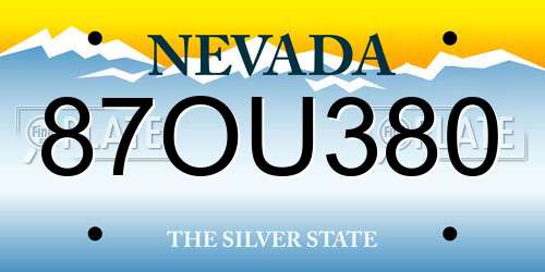 87OU380 Nevada License Plate
