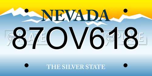 87OV618 Nevada License Plate