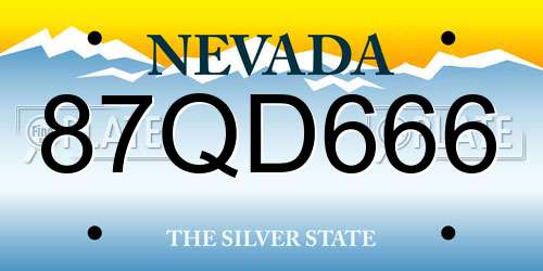 87QD666 Nevada License Plate