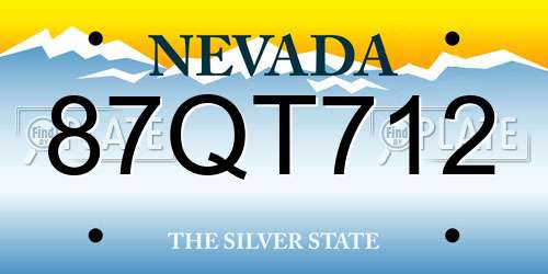 87QT712 Nevada License Plate