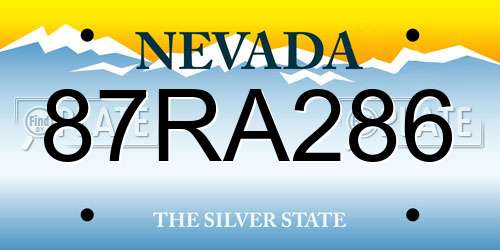 87RA286 Nevada License Plate