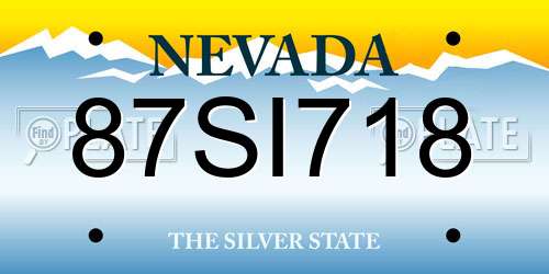 87SI718 Nevada License Plate