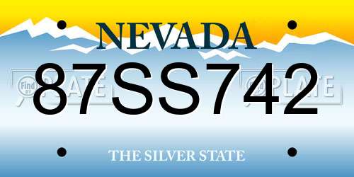 87SS742 Nevada License Plate