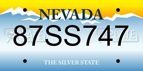 87SS747 Nevada License Plate