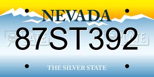 87ST392 Nevada License Plate