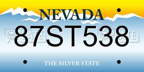 87ST538 Nevada License Plate