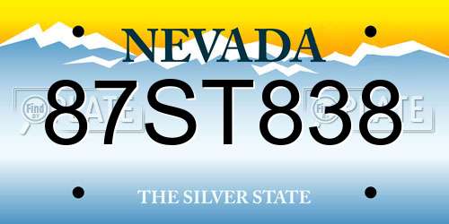 87ST838 Nevada License Plate