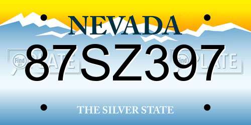 87SZ397 Nevada License Plate