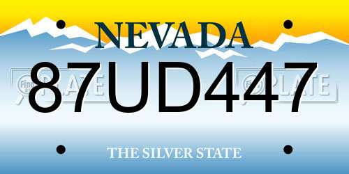 87UD447 Nevada License Plate