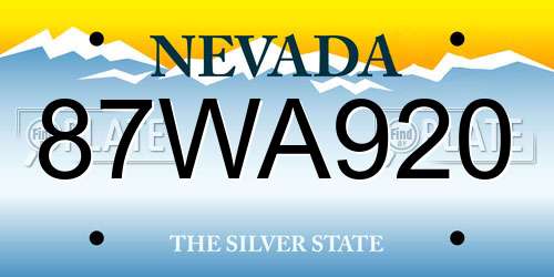 87WA920 Nevada License Plate