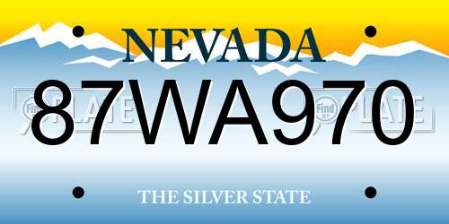 87WA970 Nevada License Plate