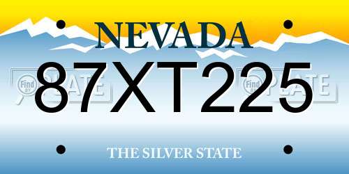 87XT225 Nevada License Plate