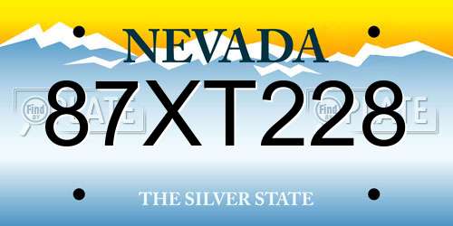 87XT228 Nevada License Plate