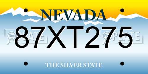87XT275 Nevada License Plate