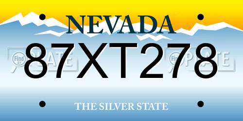 87XT278 Nevada License Plate