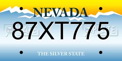 87XT775 Nevada License Plate