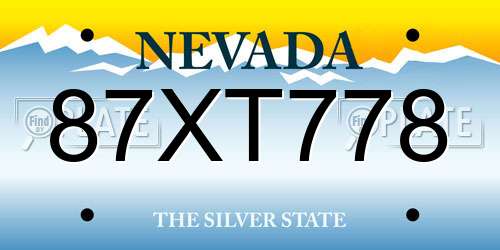87XT778 Nevada License Plate