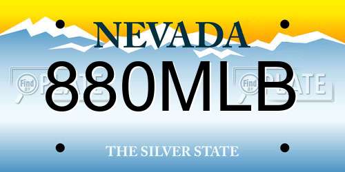 880MLB Nevada License Plate