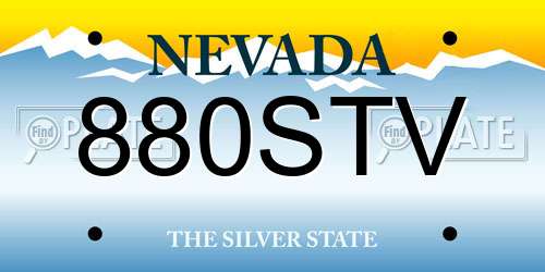 880STV Nevada License Plate