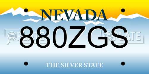880ZGS Nevada License Plate