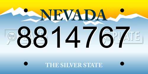 8814767 Nevada License Plate