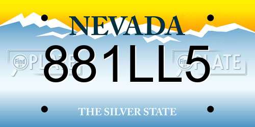 881LL5 Nevada License Plate