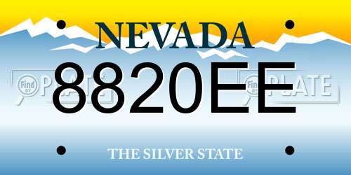 8820EE Nevada License Plate