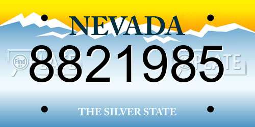 8821985 Nevada License Plate