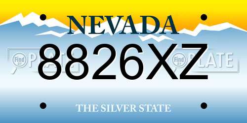 8826XZ Nevada License Plate