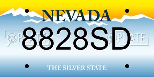 8828SD Nevada License Plate