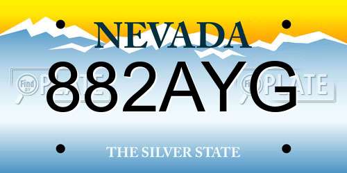 882AYG Nevada License Plate